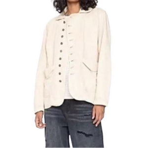 Free People x Sandrine Rose XS Empire Denim Jacket Dust/Off White NWT $248 MSRP
